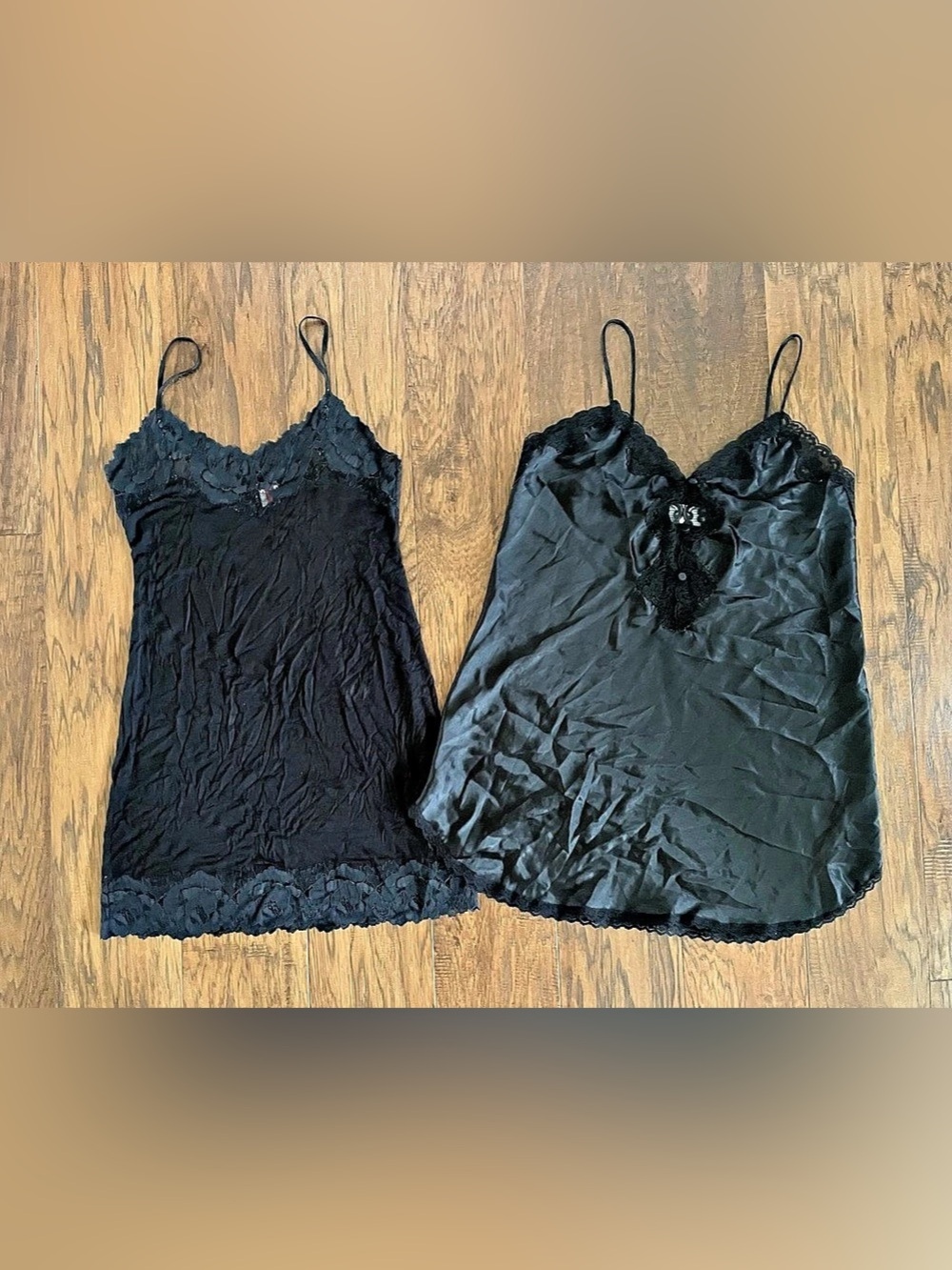 Two Black Lace Trim Slips Size Medium